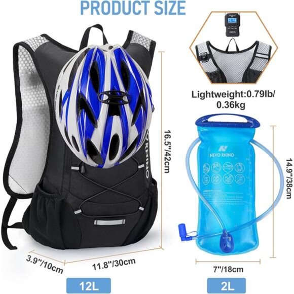 Lightweight Hydration Backpack, Running Backpack with 2L Water Bladder, Hydro - Picture 5 of 7